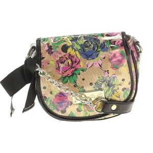 Betsey Johnson Pink and Green Crossbody Bag with Floral Design